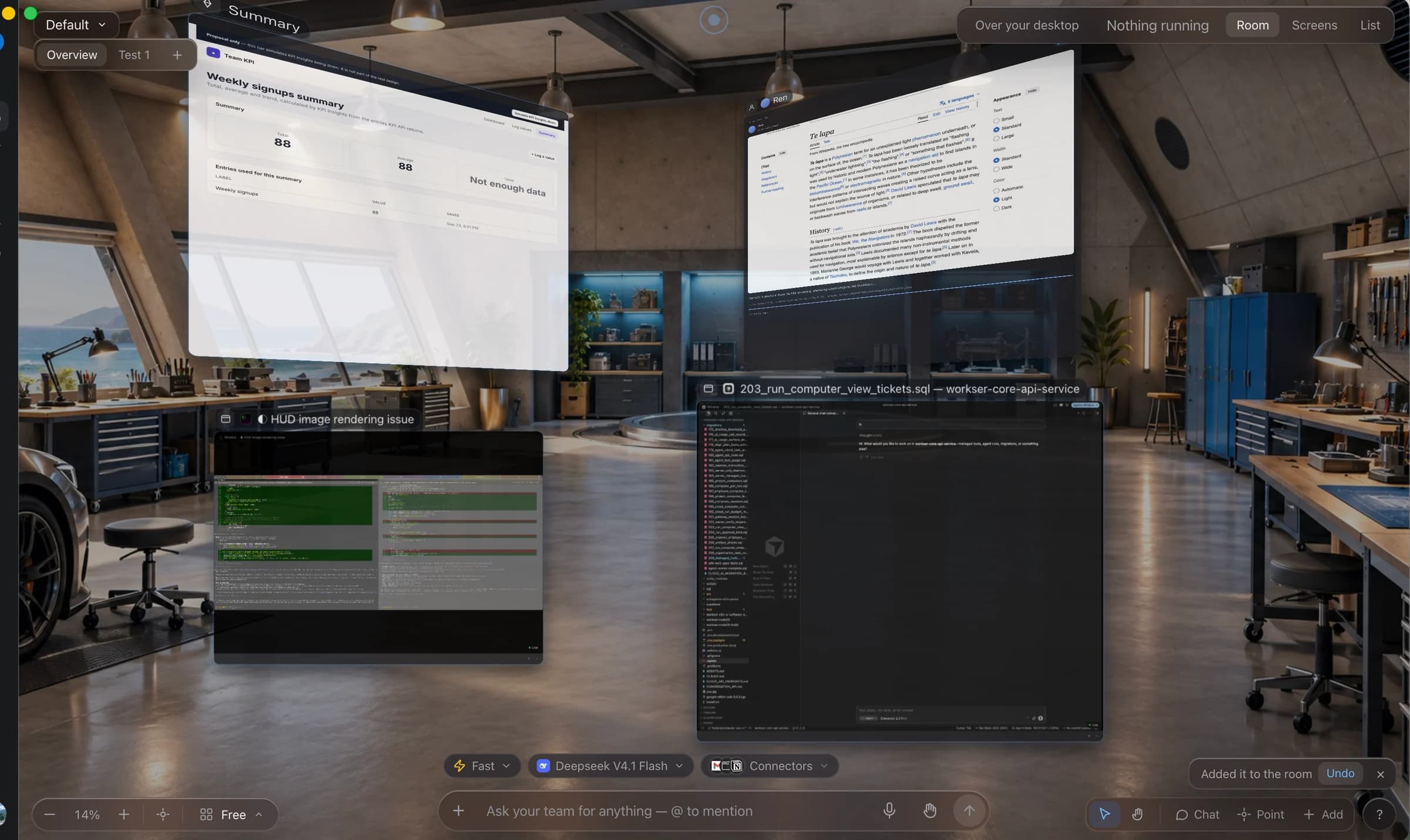 Workser Computer room with multiple app windows and tasks in view